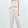 Tube Crop Top With 2 Pocket Wide Leg Pant Suit Set