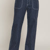 Stripe Stretch Denim Straight Pants