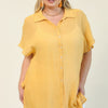 Solid Button Down Loose Fit Long Shirts With Side Slits