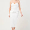Thick Stretch Woven Sweetheart Neck Tube Midi Dress With Pocket Flap