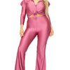 Plus Satin 3/4 Sleeve Wide Leg 2 Piece Set