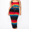 Plus Sleeveless Tie Dye Stripe 2 Piece Skirt Set