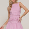 Sleeveless Boat Neck Voluminous Mini Dress