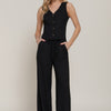 Button Closure Vest & Long Pants Set