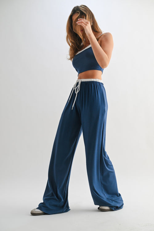 Drawstring Lounge Pants & Crop Top Set