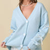 Hand Sewn Satin Ribbon Detail On Sleeve Cardigan