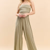 Strapless Ruched Tube Wide Leg Jumpsuit