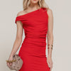 Asymmetric Off Shoulder Rib Mini Dress