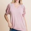 Floral Printed Puff Sleeves V-neck Top