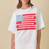 Boxy Wide Top With American Flag Patchwork