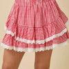 Gingham Ruffle Skort With Eyelet Ruffle