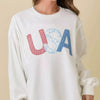 4th Of July Usa Patchwork Crewneck Long Sleeve Top