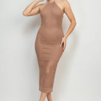 Halter Neck Open-back Midi Dress