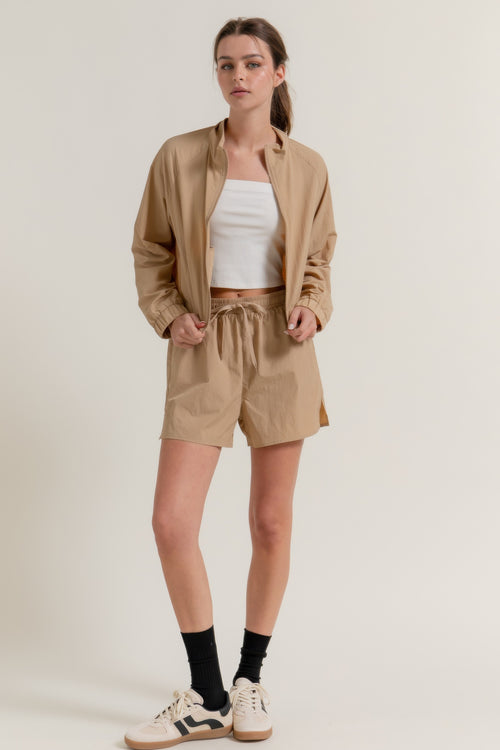 Anorak Side Slit Workout Shorts