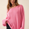 Solid Rib-knit Oversized Boatneck Sweater