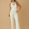 Round Sleeveless Multi Crystal Jumpsuit