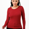 Long Sleeve Solid Jacquard Knit Top