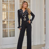 Ruffle Pattern Long Sleeve Jumpsuit