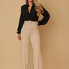 High Waist Pants With Buckle Belt