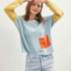 Boat Neckline Color Block Sweater