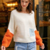 Boat Neckline Color Block Sweater