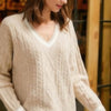 Braid Knit V Neck Sweater