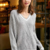 Braid Knit V Neck Sweater