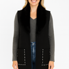 Sleeveless Wool-blend Vest With Faux Fur Collar