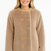 Textured Double-breasted Faux Shearling Jacket