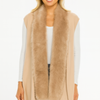 Sleeveless Drape Vest With Faux Fur Trim In Camel