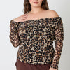Plus Size Leopard Print Off-the-shoulder Blouse