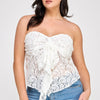 Plus Size Strapless Stretch Lace Bow Front Top