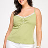 Plus Size Ribbed Knit Camisole With Lace Trim