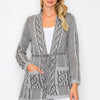 Open Wool Cardigan With Belt String & Front Pocket