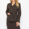 LS Belted Button Up Jacket & Pencil Skirt Set