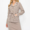 LS Belted Button Up Jacket & Pencil Skirt Set