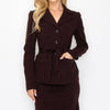 LS Belted Button Up Jacket & Pencil Skirt Set