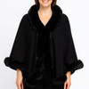 Crimson Elegance Faux Fur Trim Cape