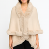 Crimson Elegance Faux Fur Trim Cape