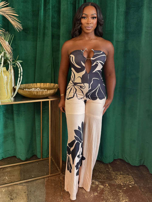 Midnight Bloom Halter Jumpsuit