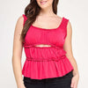 Plus Size Ruffled Tank With Cut Out