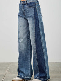 High Rise Wide Leg W/release Hem And Side Contrast displayed on a model, showcasing its bold style and relaxed fit.
