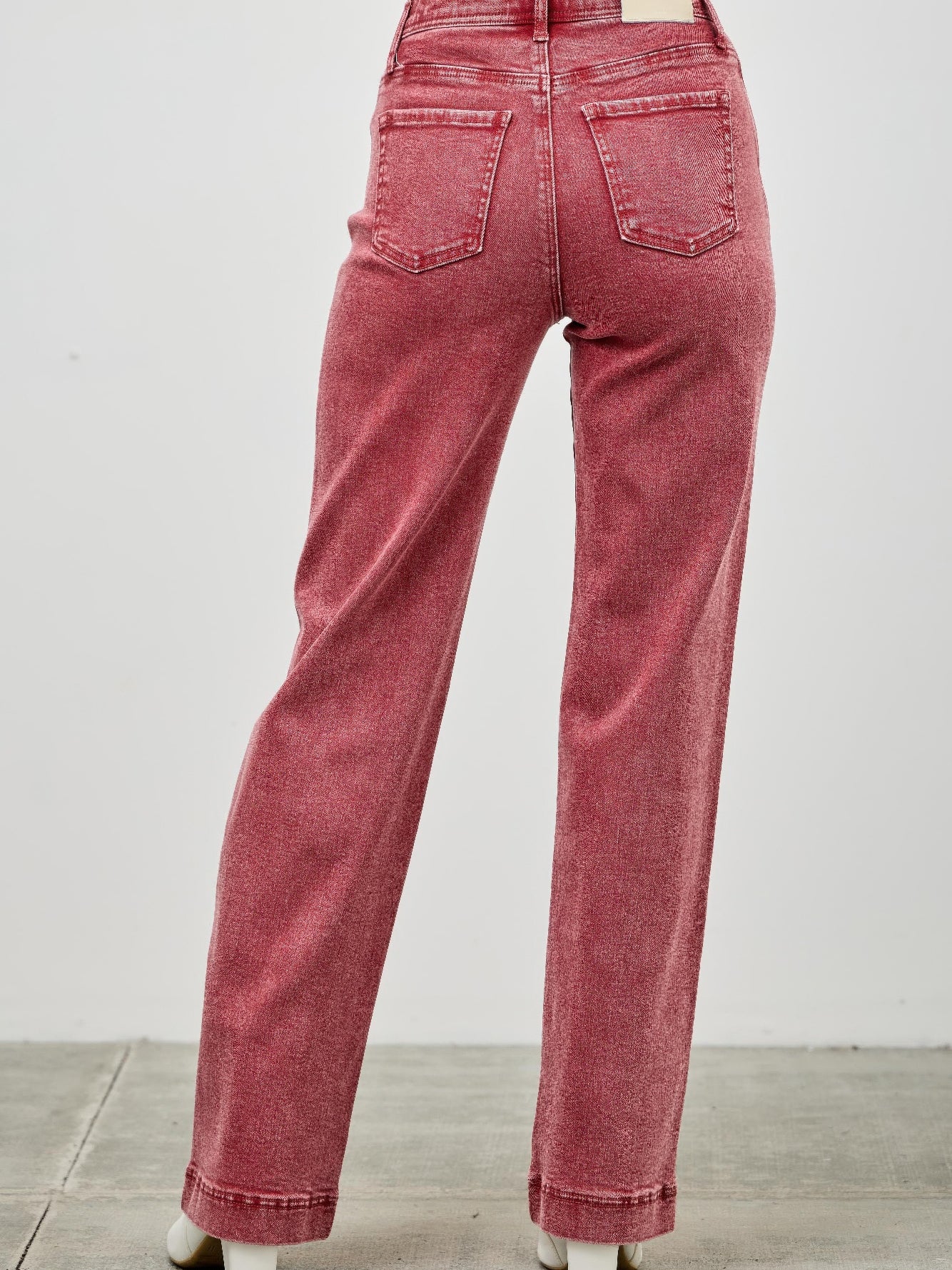 High Rise Slim Wide Straight jeans back view in a soft, stretch-infused fabric with a flattering fit.