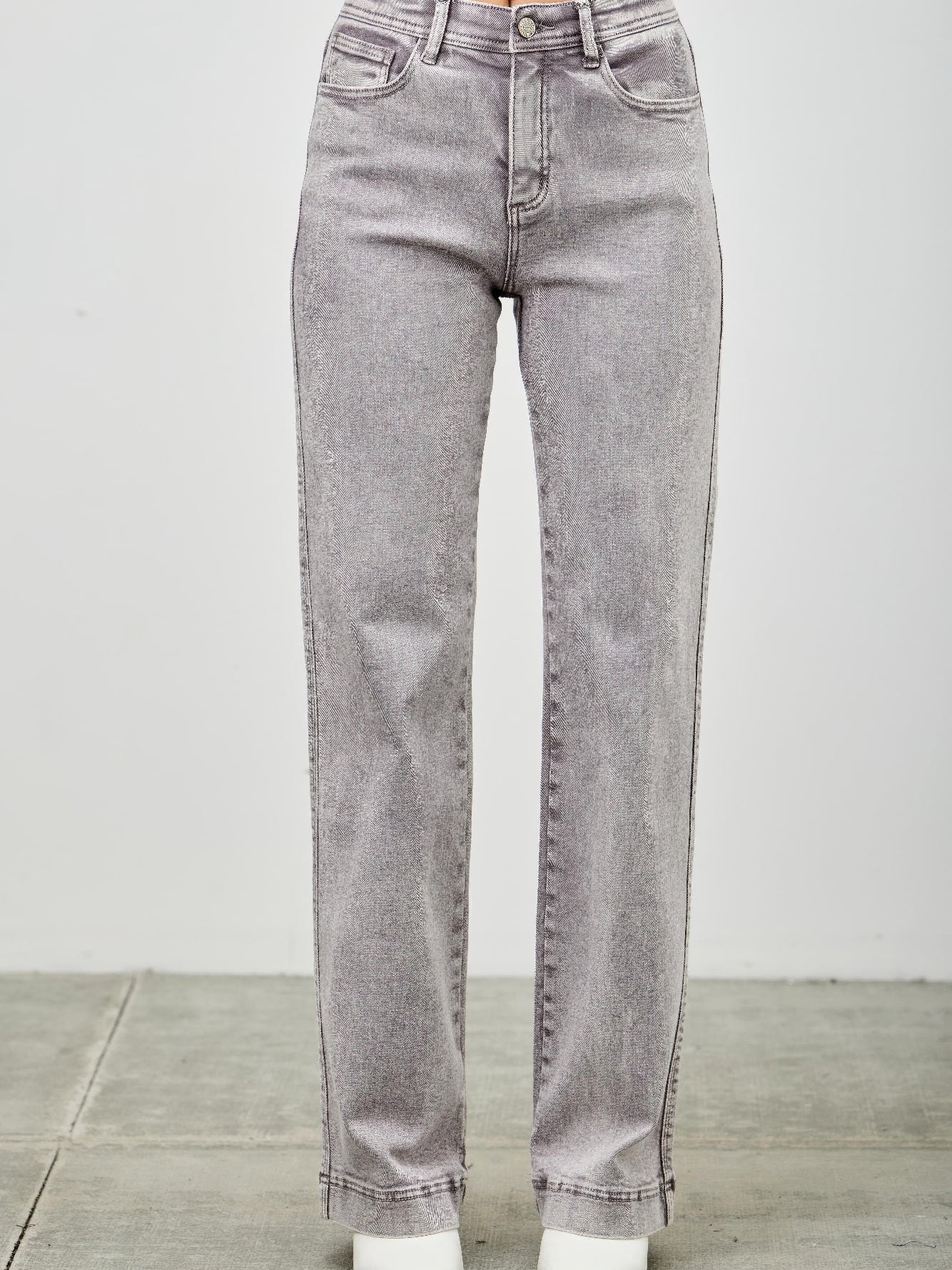 High Rise Slim Wide Straight jeans in a modern silhouette with a flattering high-rise waist and straight leg design.