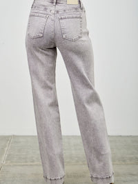 High Rise Slim Wide Straight jeans viewed from the back, showcasing the high-rise waist and straight leg design.