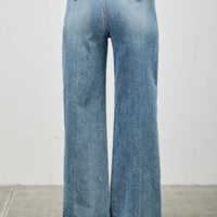 High Rise Double Pocket Wide Leg jeans showcasing a high-rise waist and wide leg silhouette from the back.