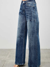 Mid Rise Wid Leg jeans featuring a modern wide leg silhouette in soft stretch denim blend.