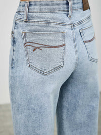 High Rise Wide Leg jeans showcasing the back view with stylish pockets and a flattering silhouette.