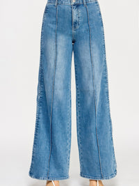 High Rise Wide Leg With Tummy Control jeans featuring a flattering wide leg silhouette and supportive waistband.