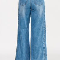 High Rise Wide Leg With Tummy Control jeans showcasing a flattering wide leg silhouette from the back.